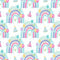 It's a Birthday Party Rainbows Pattern 1 Fabric - White - ineedfabric.com