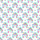 It's a Birthday Party Rainbows Pattern 2 Fabric - White - ineedfabric.com