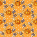 Jack-O-Lantern & Leaves Wreaths Fabric - Orange - ineedfabric.com