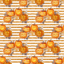 Jack-O-Lanterns on Horizontal Stripes Fabric - Orange - ineedfabric.com