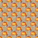 Jack-O-Lanterns on Vertical Stripes Fabric - Brown - ineedfabric.com
