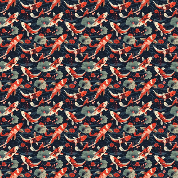 Japanese Koi Fish 1 Fabric - ineedfabric.com