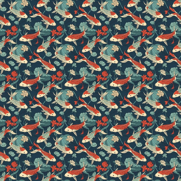 Japanese Koi Fish 2 Fabric - ineedfabric.com