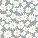 Japanese Round Floral Fabric - Dusty Gray - ineedfabric.com