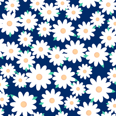Japanese Round Floral Fabric - Navy Blue - ineedfabric.com