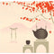 Japanese Tea & Landscape Fabric Panel - ineedfabric.com