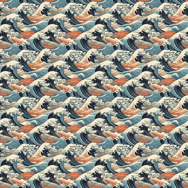 Japanese Waves 2 Fabric - ineedfabric.com