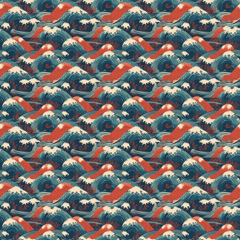 Japanese Waves 3 Fabric - ineedfabric.com