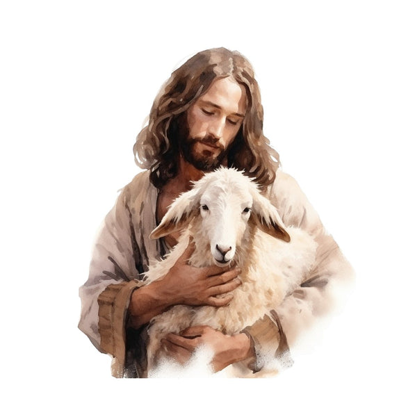 Jesus Holding Lamb Fabric Panel - ineedfabric.com