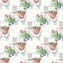 Jolly Llama on Snowflake Fabric - White - ineedfabric.com