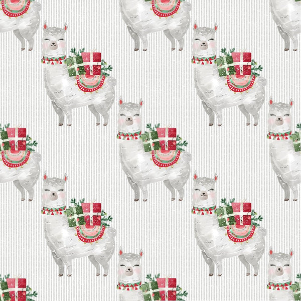 Jolly Llama on Striped Fabric - ineedfabric.com