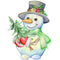 Jolly Snowman Holding a Fir Tree Fabric Panel - ineedfabric.com