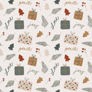 Joyful Christmas Party Fabric - Cream - ineedfabric.com