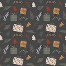 Joyful Christmas Party Fabric - Dark Gray - ineedfabric.com