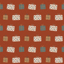 Joyful Christmas Scattered Presents Fabric - Burnt Orange - ineedfabric.com