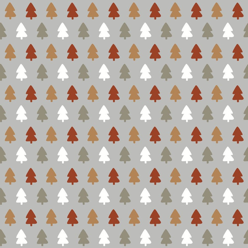 Joyful Christmas Trees Fabric - Gray - ineedfabric.com