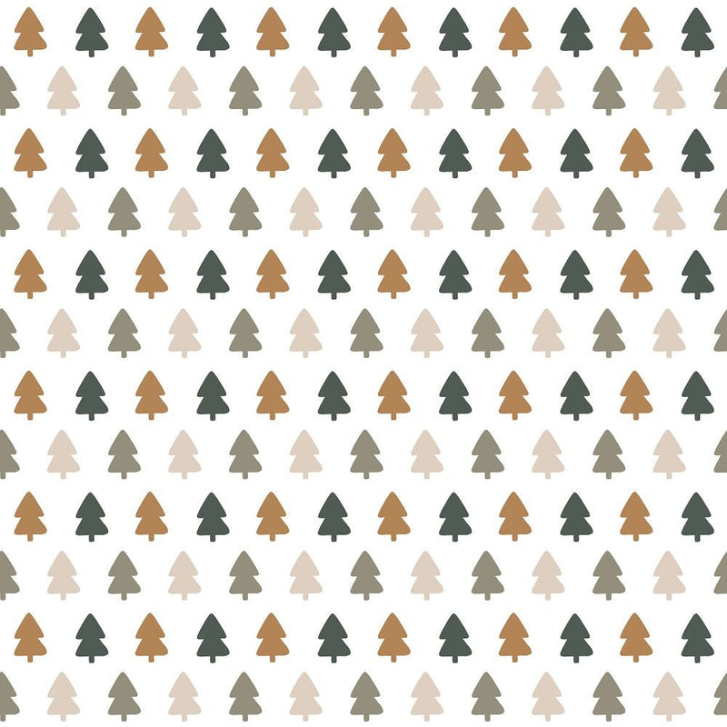 Joyful Christmas Trees Fabric - White - ineedfabric.com