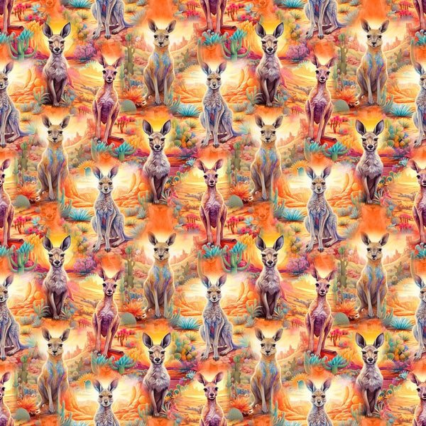 Kangaroos in the Desert Fabric - ineedfabric.com