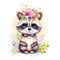 Kawaii Nursery Baby Raccoon Fabric Panel - ineedfabric.com
