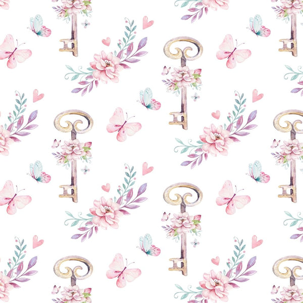 Key To The Butterfly Garden Fabric - Pink - ineedfabric.com