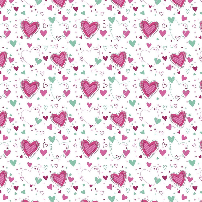Kid’s Playtime, Allover Hearts Fabric - Pink - ineedfabric.com