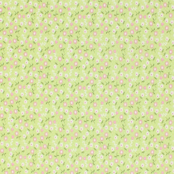 Kid's Time Floral Fabric - Green - ineedfabric.com
