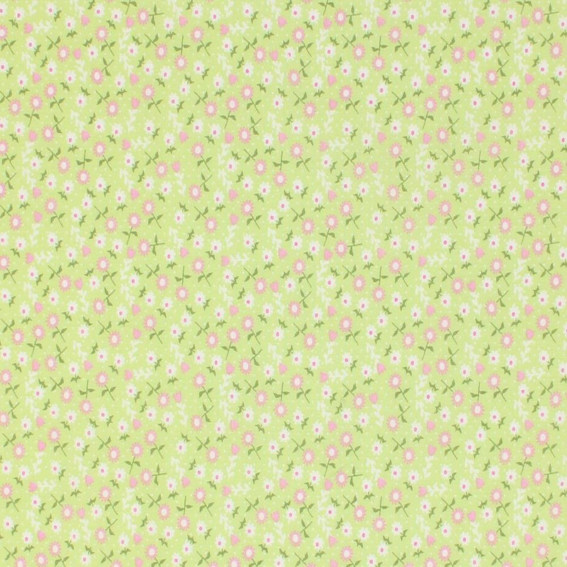 Kid's Time Floral Fabric - Green - ineedfabric.com