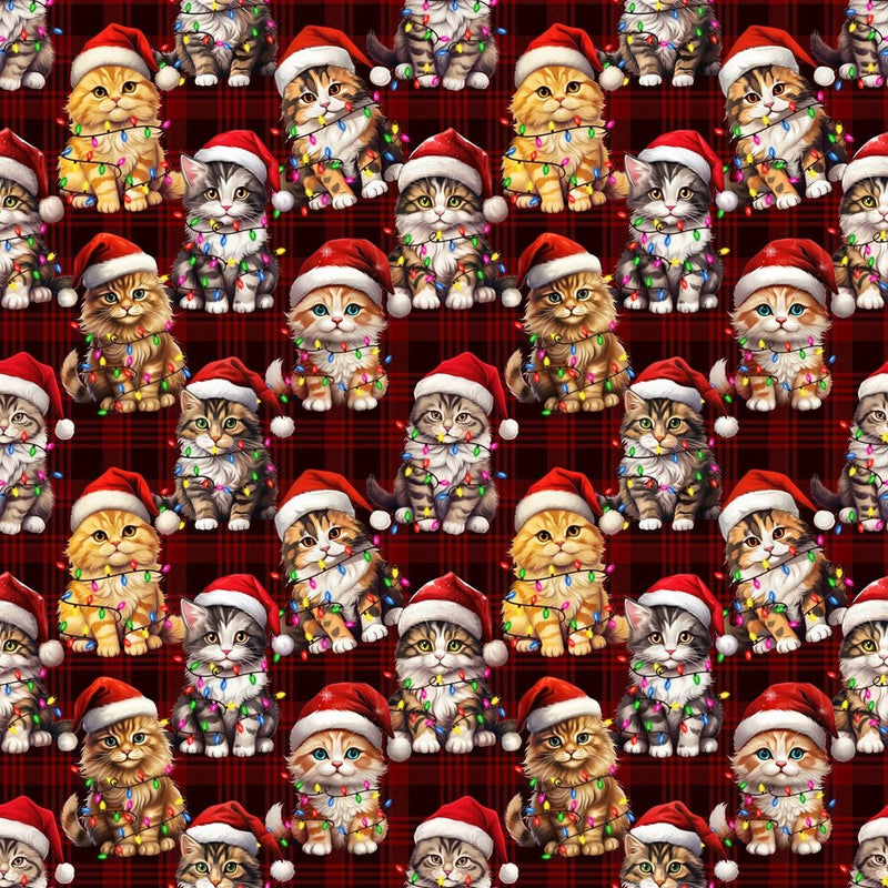 Kittens In Santa Hats Fabric - ineedfabric.com