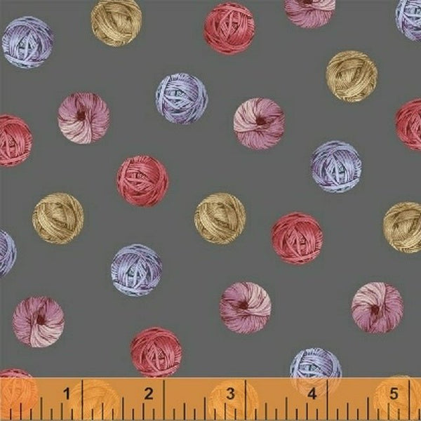Knit N' Purl Yarn Dots Fabric - Charcoal - ineedfabric.com