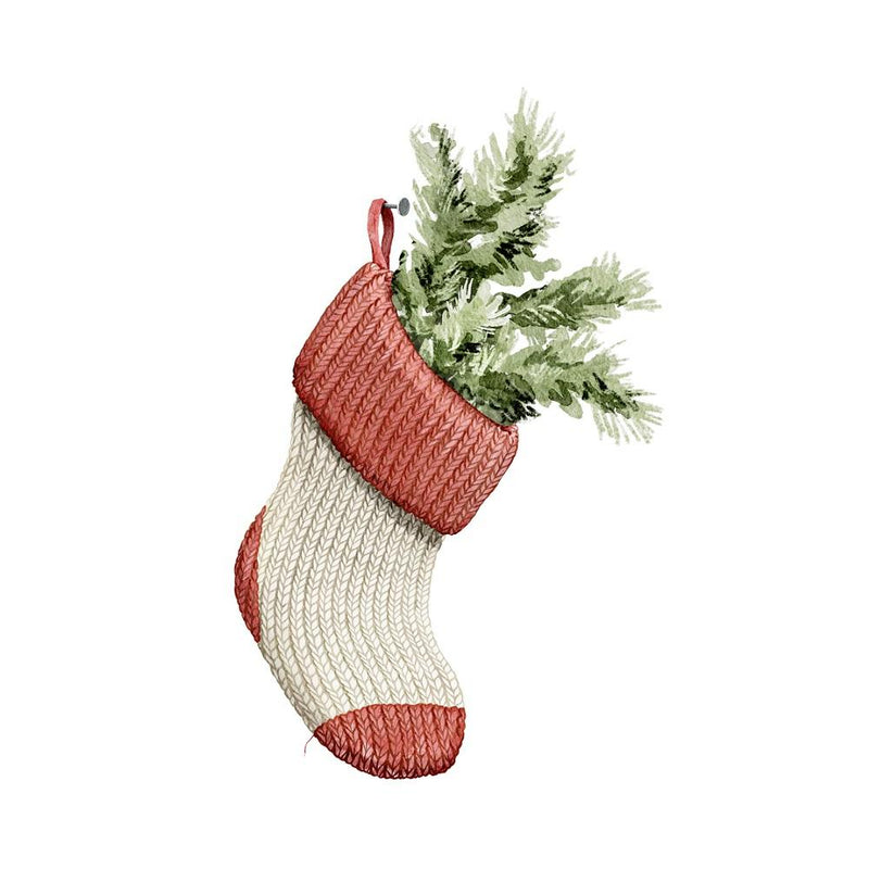 Knit Stocking With Tree Branches Fabric Panel - ineedfabric.com