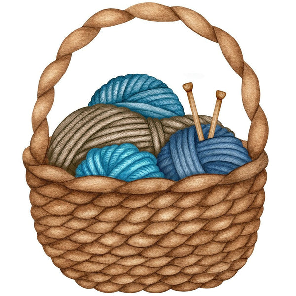 Knitting Basket Fabric Panel