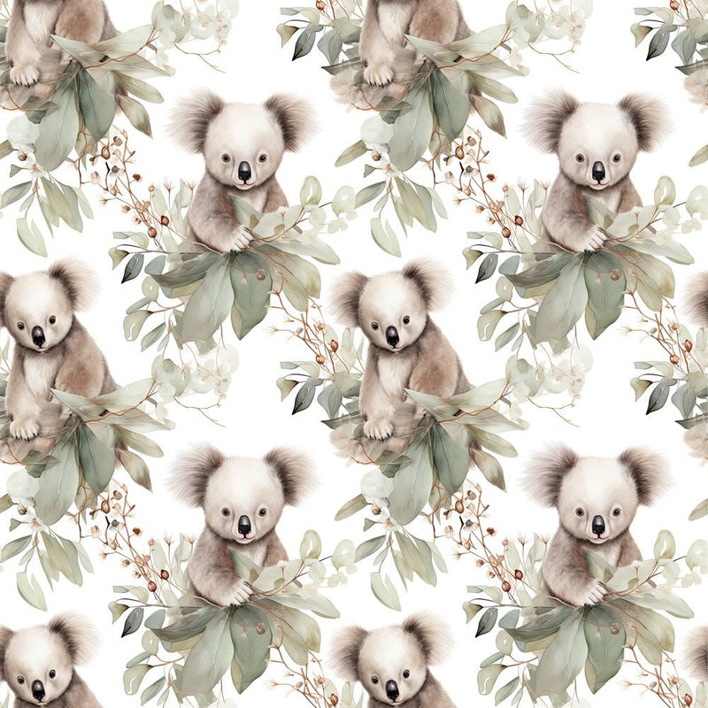 Koala In Leaves Fabric - ineedfabric.com