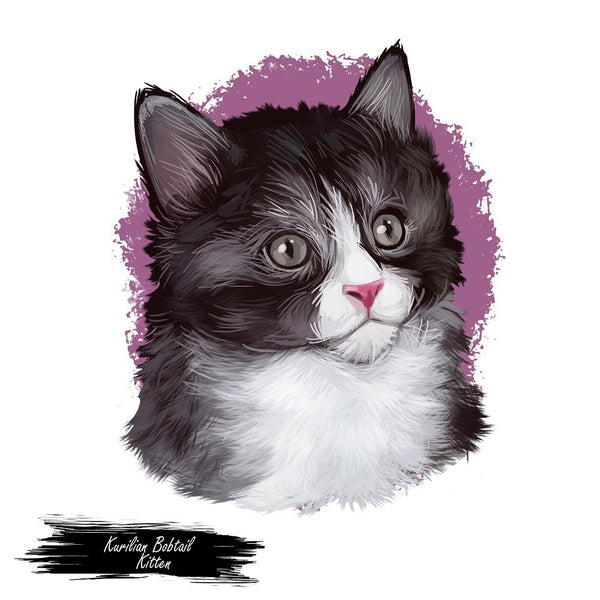 Kurilian Bobtail Kitten Portrait Fabric Panel - ineedfabric.com