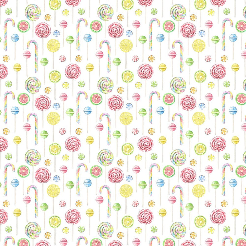Land Of Lollipops Fabric - White - ineedfabric.com