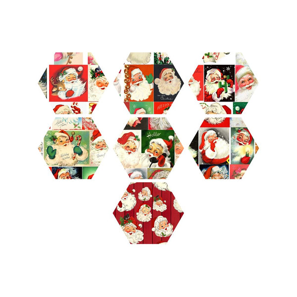 Laser Cut Hexie Vintage Santa Claus - 7 Pieces - ineedfabric.com