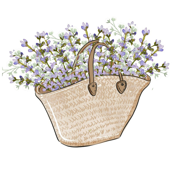 Lavender Bouquet in Purse Fabric Panel - ineedfabric.com