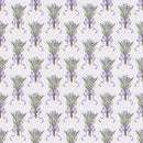 Lavender Bouquet With Grunge Dots Fabric - White - ineedfabric.com