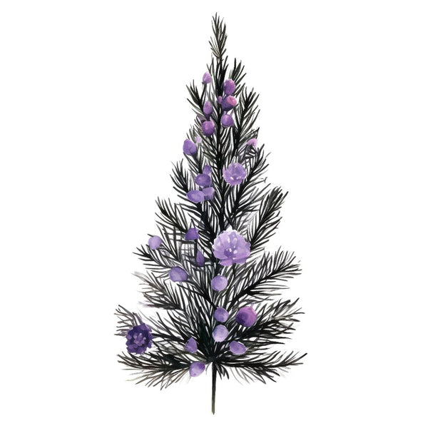 Lavender Christmas Tree & Flowers 4 Fabric Panel - ineedfabric.com