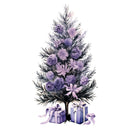 Lavender Christmas Tree, Ornaments, & Gifts Fabric Panel - ineedfabric.com