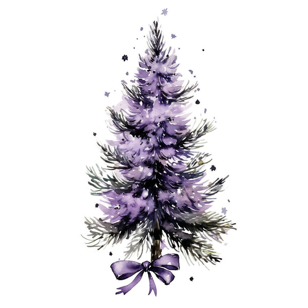 Lavender Christmas Tree with Bow Fabric Panel - ineedfabric.com