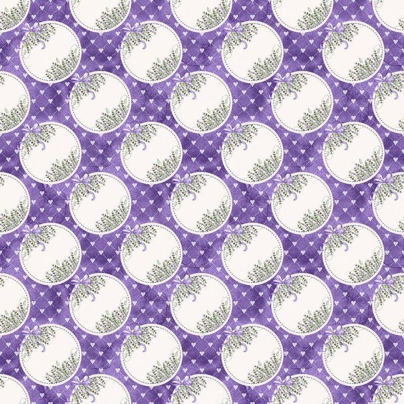 Lavender Patches & Hearts Fabric - Purple - ineedfabric.com