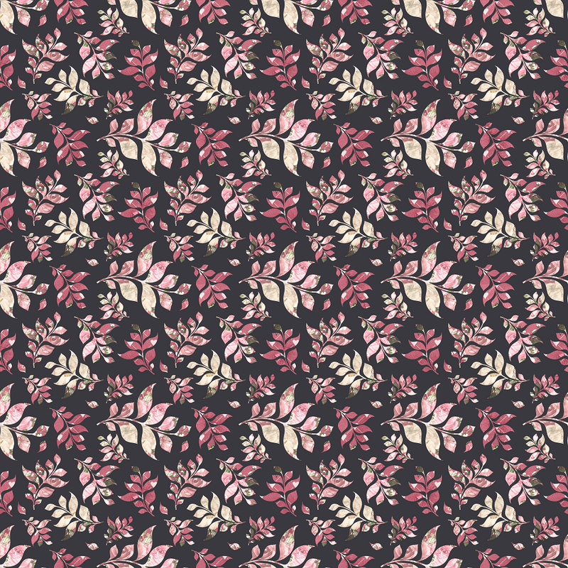 Leaves Of The Secret Garden Fabric - Black - ineedfabric.com