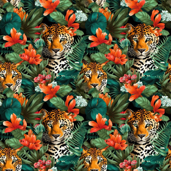 Leopard In The Jungle Fabric - ineedfabric.com
