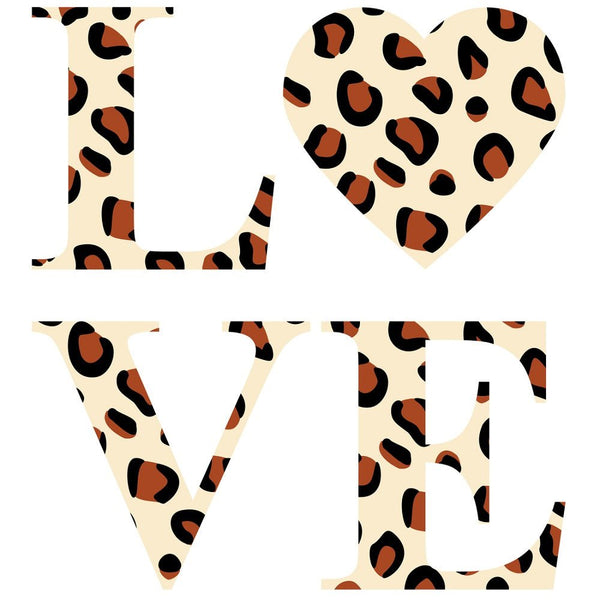 Leopard Print Love Letters Fabric Panel - ineedfabric.com