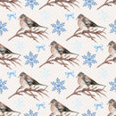 Let It Snow Birds on Branches on Dots Fabric - ineedfabric.com