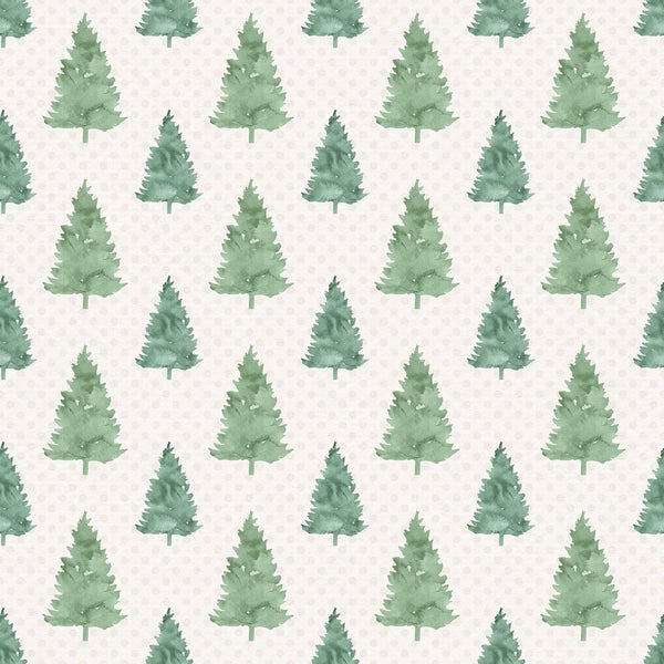 Let It Snow Christmas Trees on Dots Fabric - ineedfabric.com
