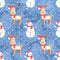 Let It Snow Reindeer and Snowmen Fabric - Blue - ineedfabric.com