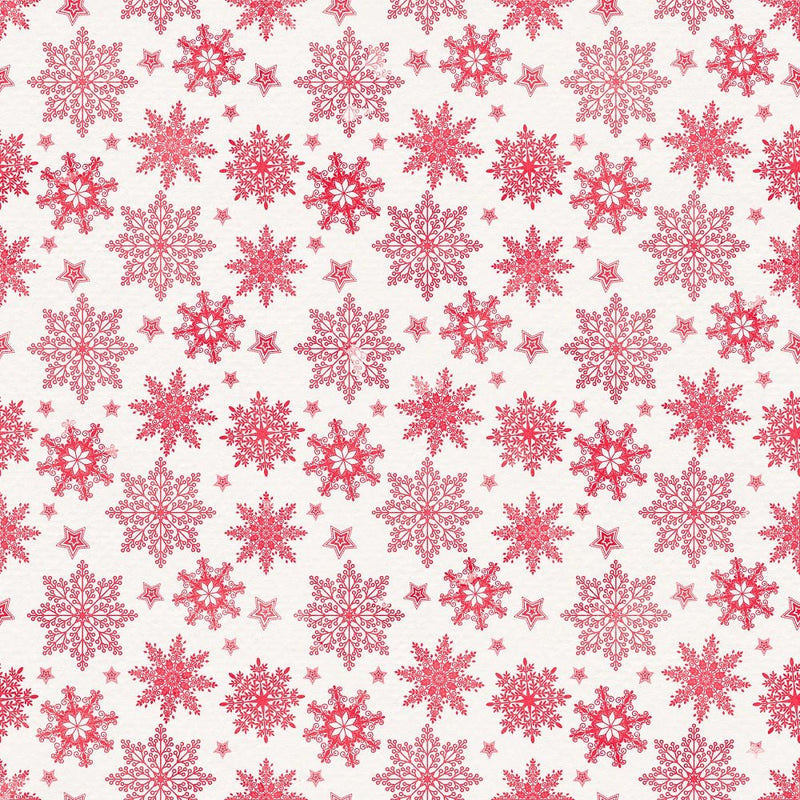 Let It Snow Snowflakes on Grunge Fabric - White - ineedfabric.com