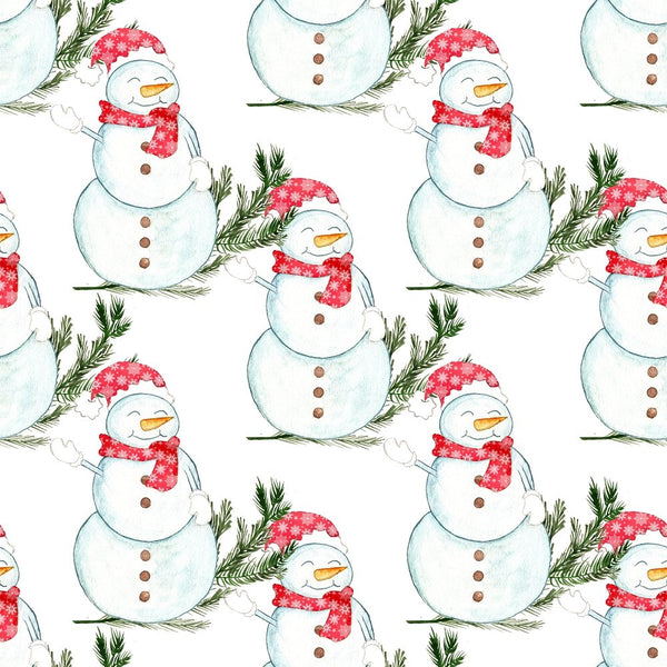 Let It Snow Snowmen Fabric - White - ineedfabric.com