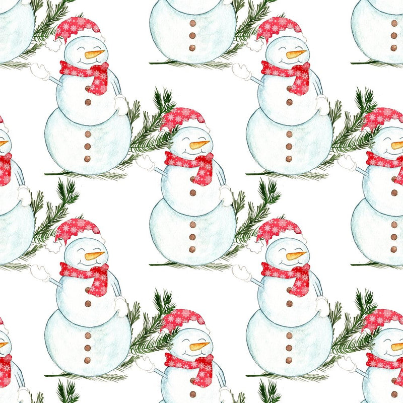 Let It Snow Snowmen Fabric - White - ineedfabric.com